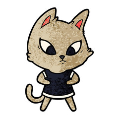 confused cartoon cat in clothes
