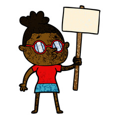 cartoon woman wearing glasses