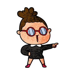 cartoon woman wearing spectacles