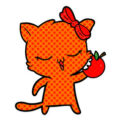 cartoon cat with bow on head