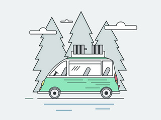 Obraz premium car family go holidays