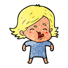 cartoon girl pulling face