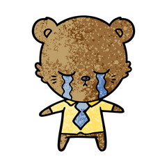 crying business bear cartoon character