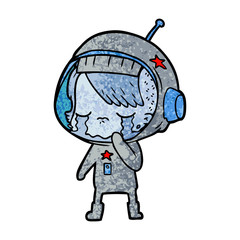 cartoon crying astronaut girl