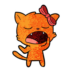 cartoon yawning cat