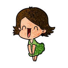 cartoon happy woman