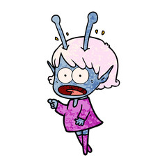 cartoon shocked alien girl