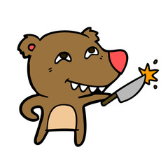 cartoon bear with sharp knife