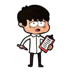 cartoon exhausted boy