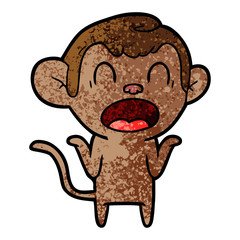 shouting cartoon monkey shrugging shoulders