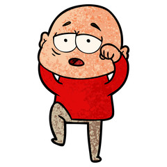 cartoon tired bald man