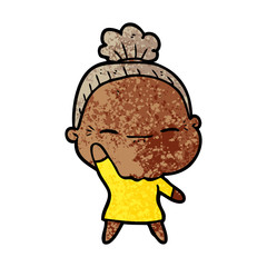 cartoon peaceful old woman