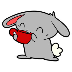 cartoon rabbit drinking tea