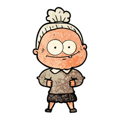 cartoon happy old woman