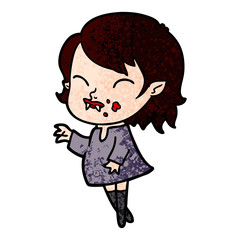 cartoon vampire girl with blood on cheek