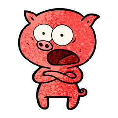 Fototapeta premium cartoon pig shouting