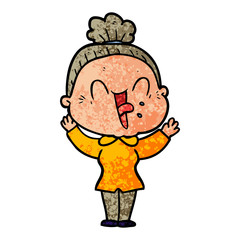 cartoon happy old woman