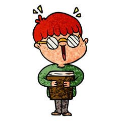 cartoon boy and book