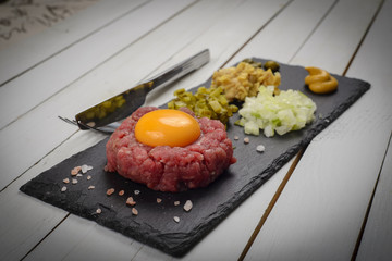 Fresh beef tartare beef steak