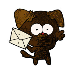 nervous dog cartoon with letter