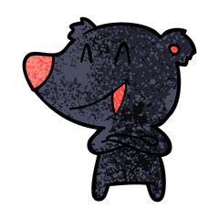 laughing bear with crossed arms cartoon
