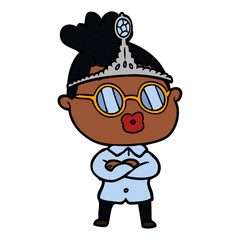 cartoon woman wearing spectacles and tiara