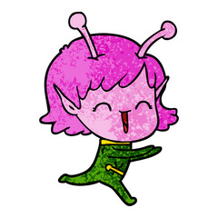cartoon alien girl laughing