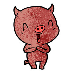 happy cartoon pig