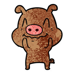 nervous cartoon pig