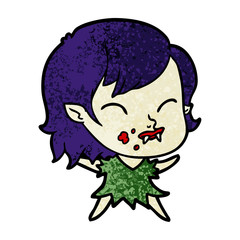 cartoon vampire girl with blood on cheek
