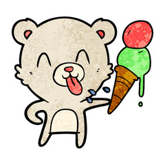 cartoon bear with ice cream