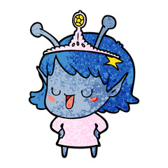 happy alien princess cartoon