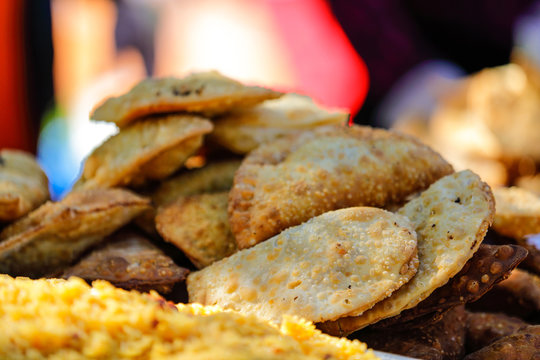 Closeup image of hispanic latin fried foods at an event