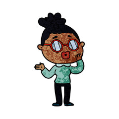 cartoon woman wearing spectacles