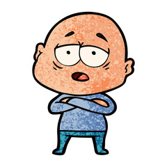 cartoon tired bald man