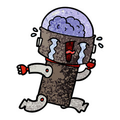cartoon crying robot