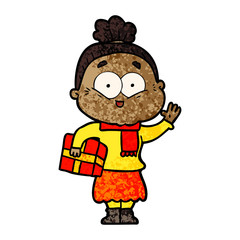 cartoon happy old woman