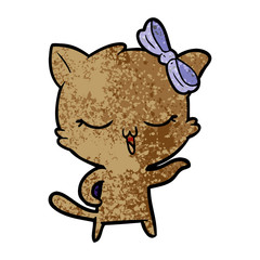 cartoon cat with bow on head