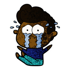 cartoon crying man sat on floor