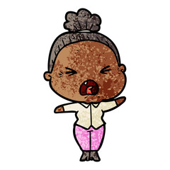 cartoon angry old woman
