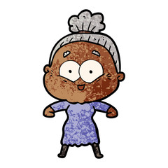 Obraz premium cartoon happy old woman