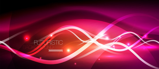 Bright neon lines wave