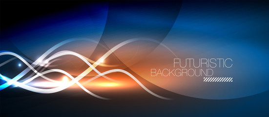 Bright neon lines wave