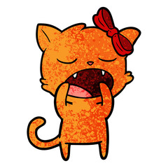 cartoon yawning cat