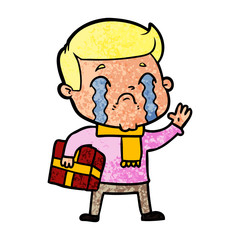 Naklejka premium cartoon man crying