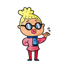 cartoon woman wearing spectacles