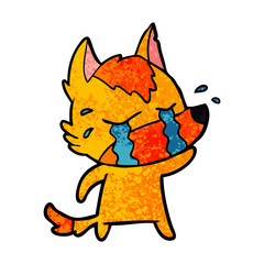 sad little fox cartoon character