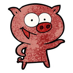cheerful pig cartoon