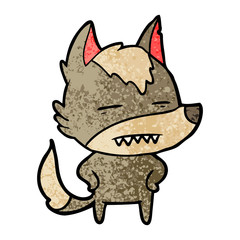 cartoon wolf showing teeth