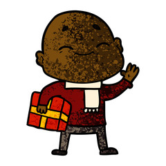 happy cartoon bald man